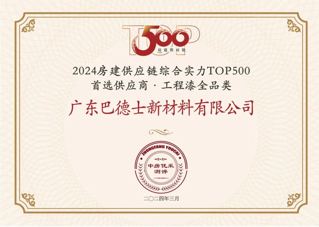 巴德士再獲2024中國房地產(chǎn)TOP500測評成果發(fā)布會新榮譽！